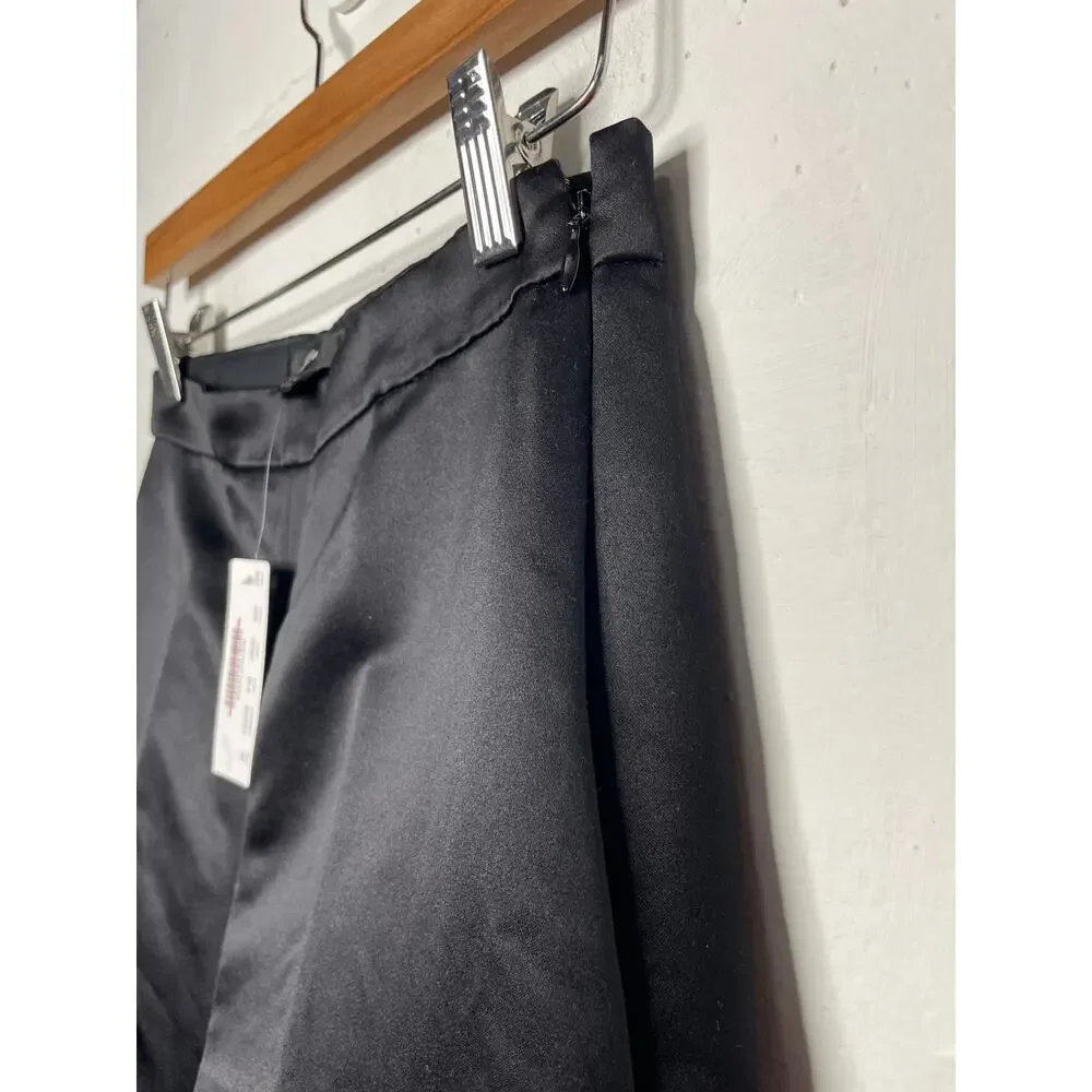 NEW J.Crew Womens Satin Straight Leg Trousers Black Size 00